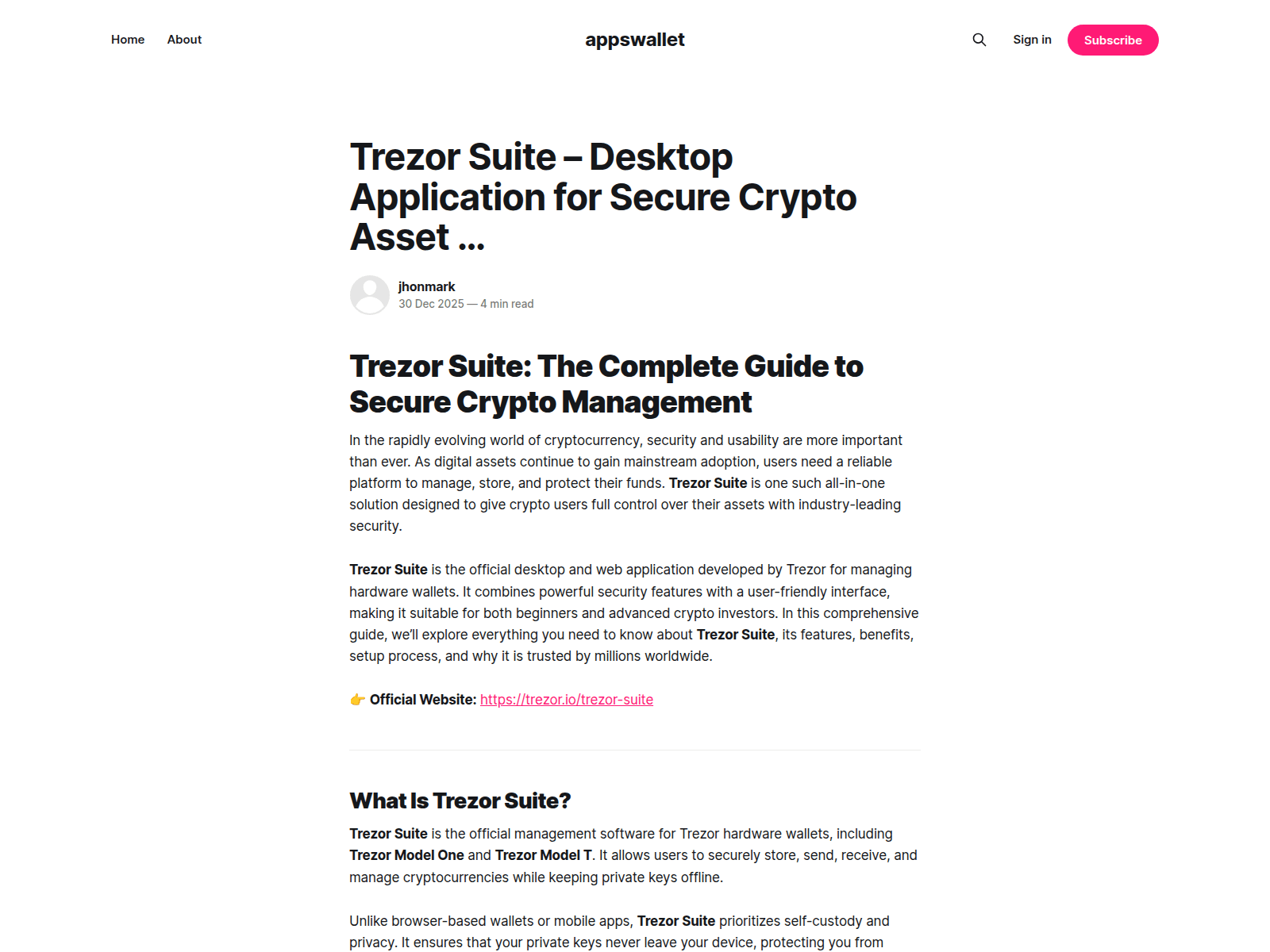 Screenshot of appswallet.ghost.io