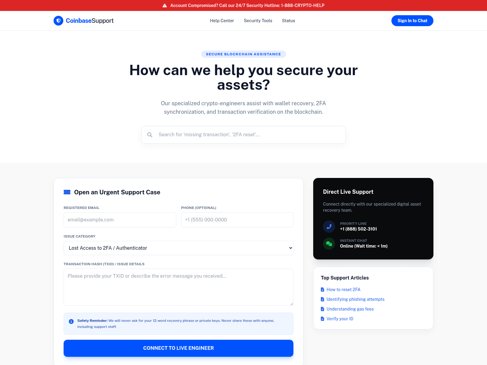 Screenshot of coinbasetechnicalsupport.expert-trading.online