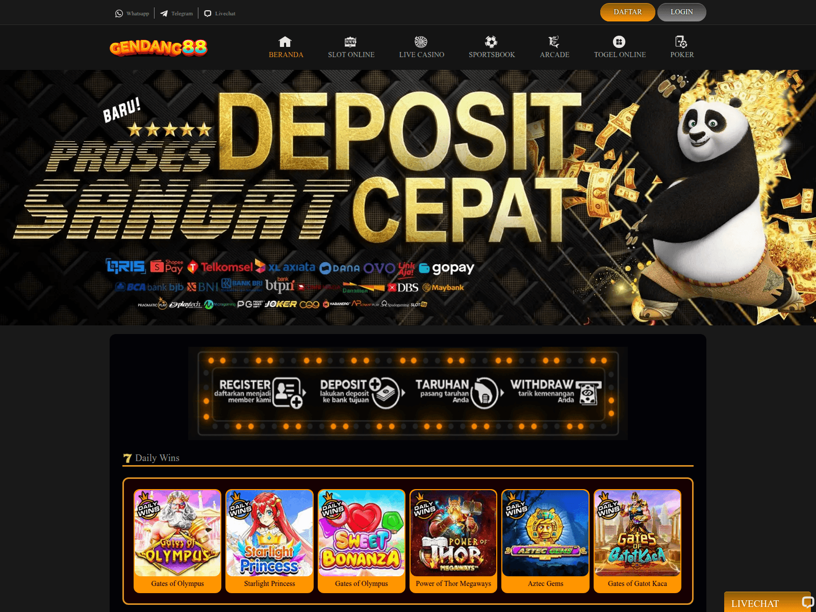 Screenshot of gendang88.com