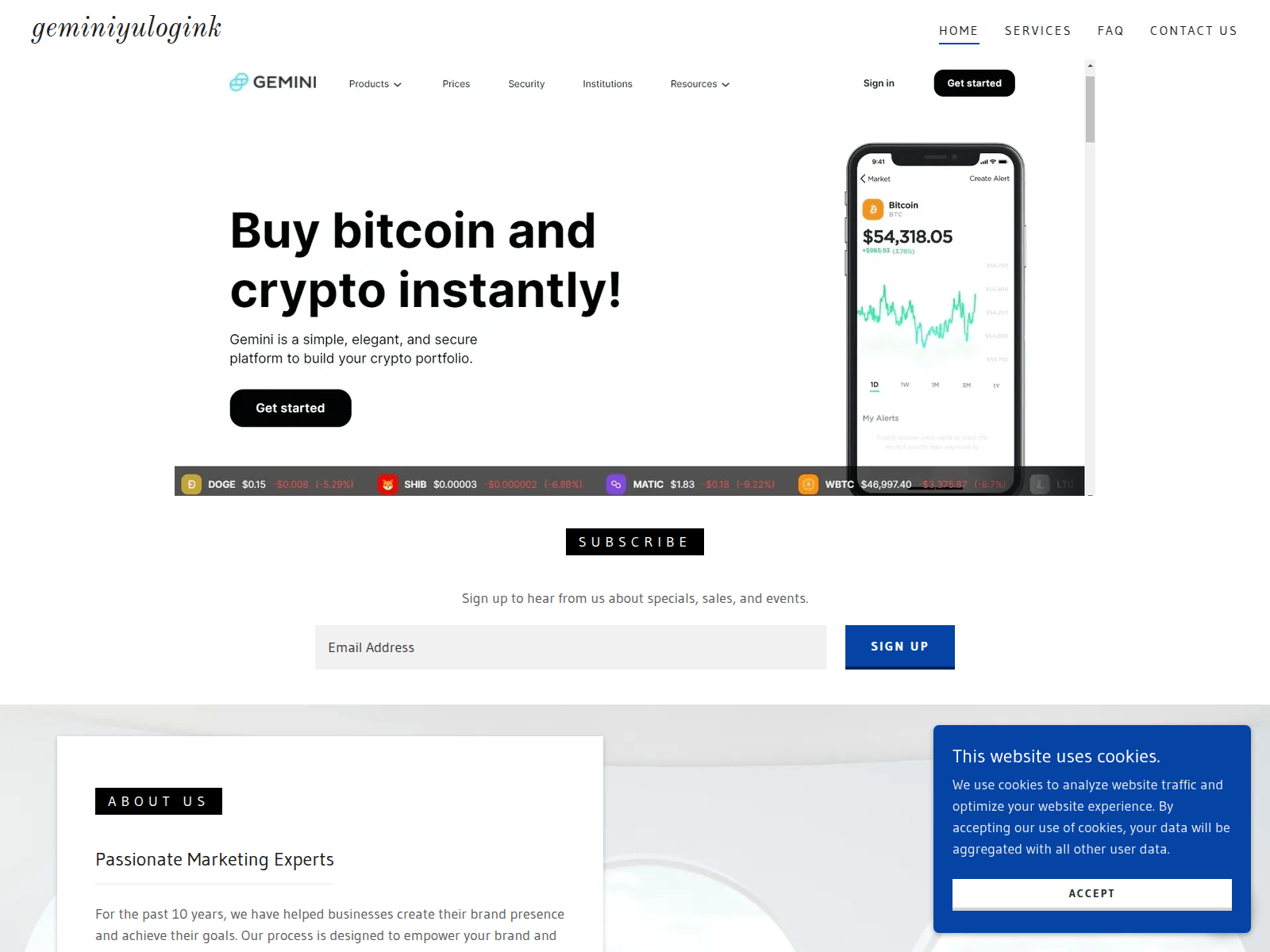 Screenshot of geminiyulogink.godaddysites.com
