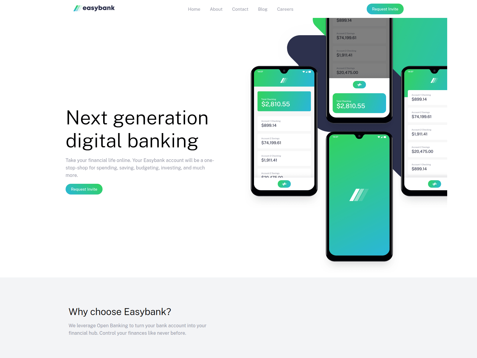 Screenshot of easybank.vercel.app