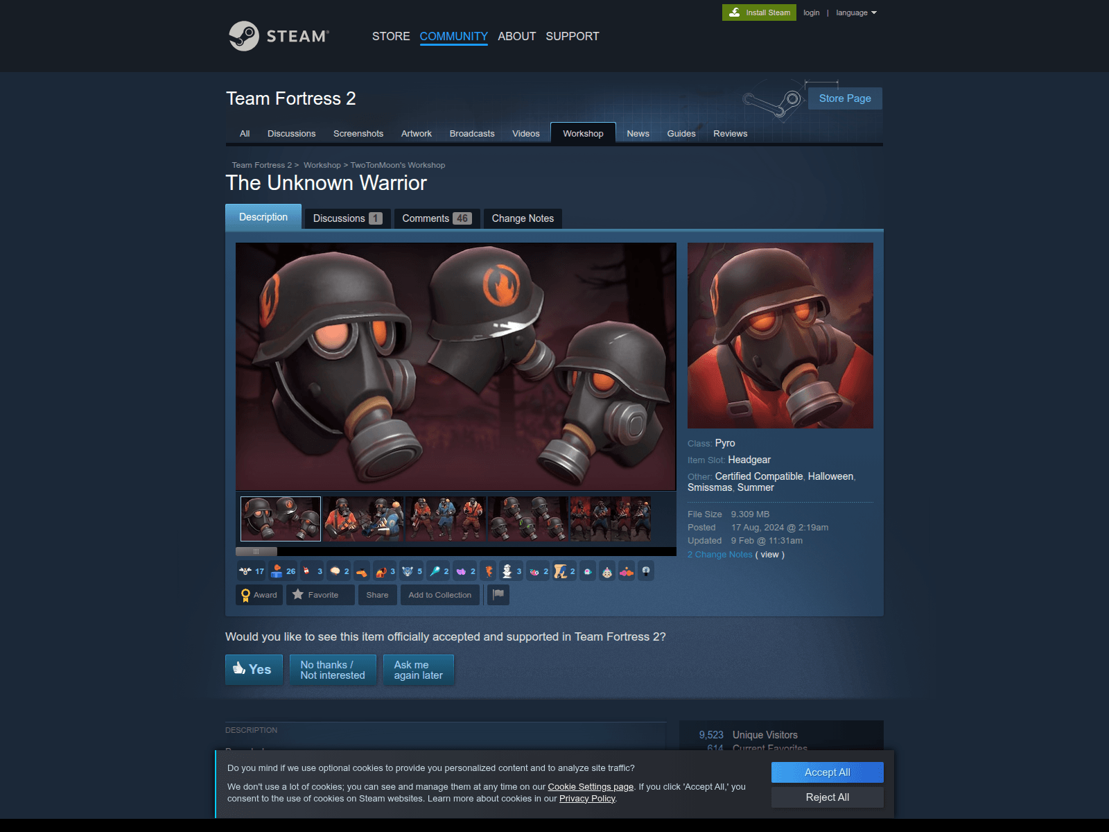 Screenshot of store.workshopcommunityworks.com/sharedfiles/filesdetails/unknown_warriors