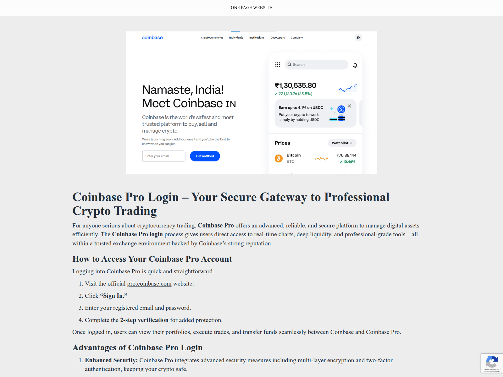 Screenshot of learn-coinbases-docs.onepage.website
