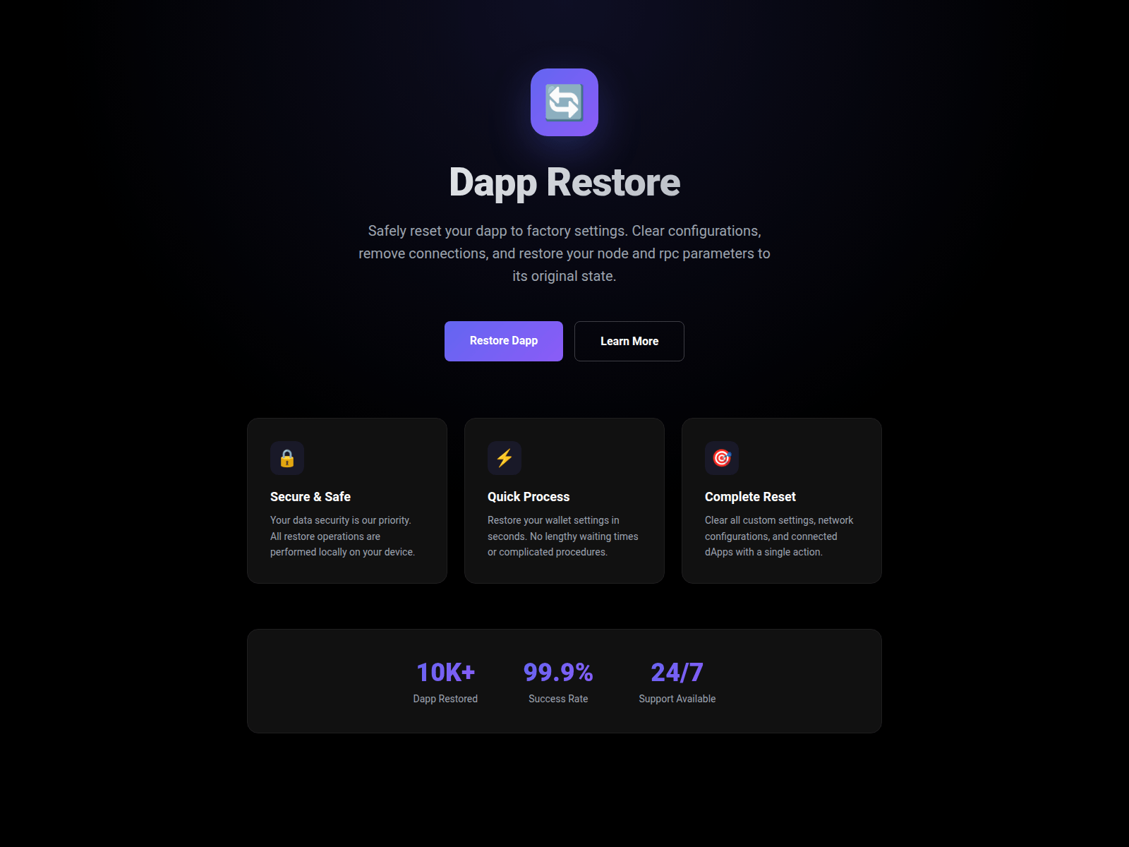 Screenshot of dapp-restore-panel.com