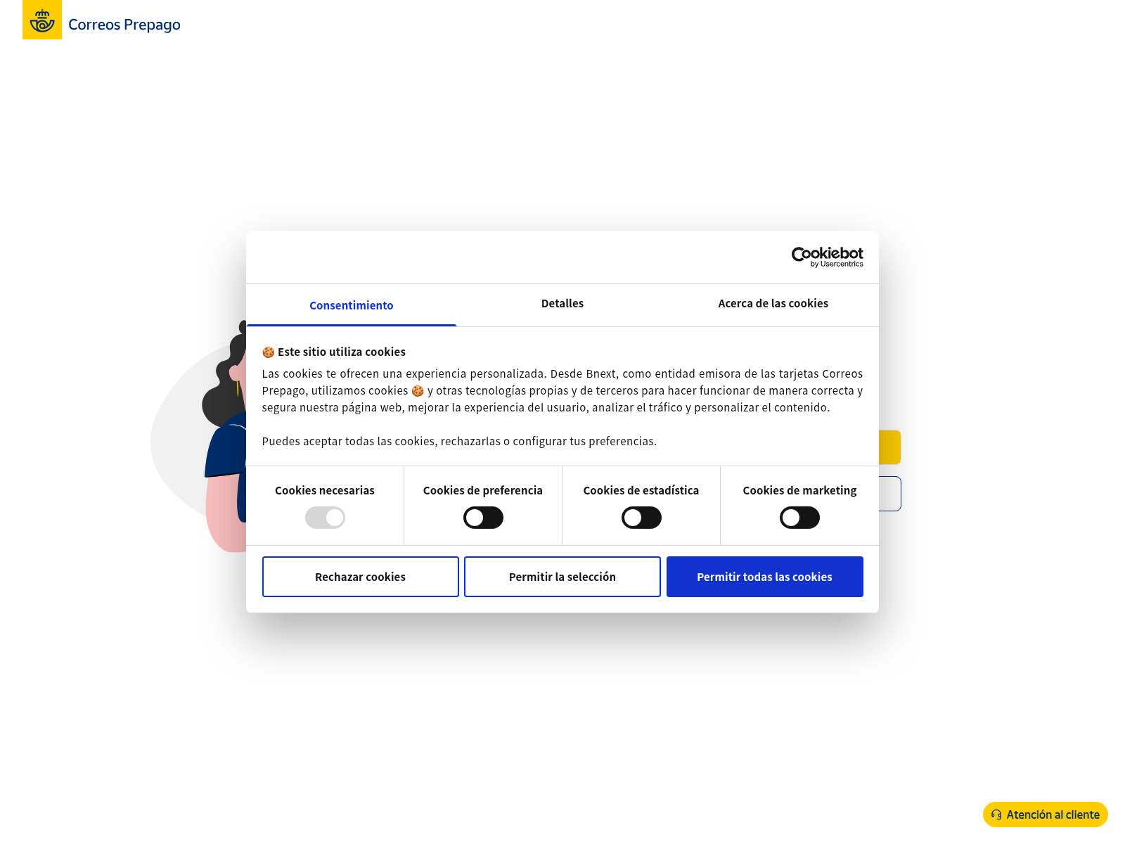Screenshot of correosprepago.bnext.es