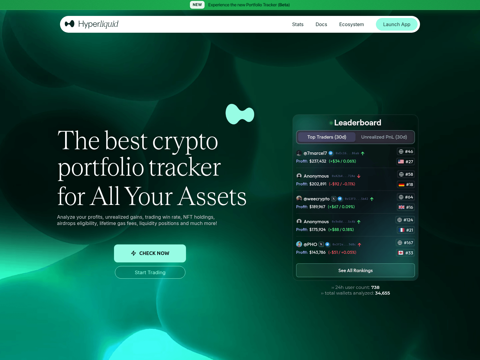 Screenshot of hyperliquidfilters.xyz