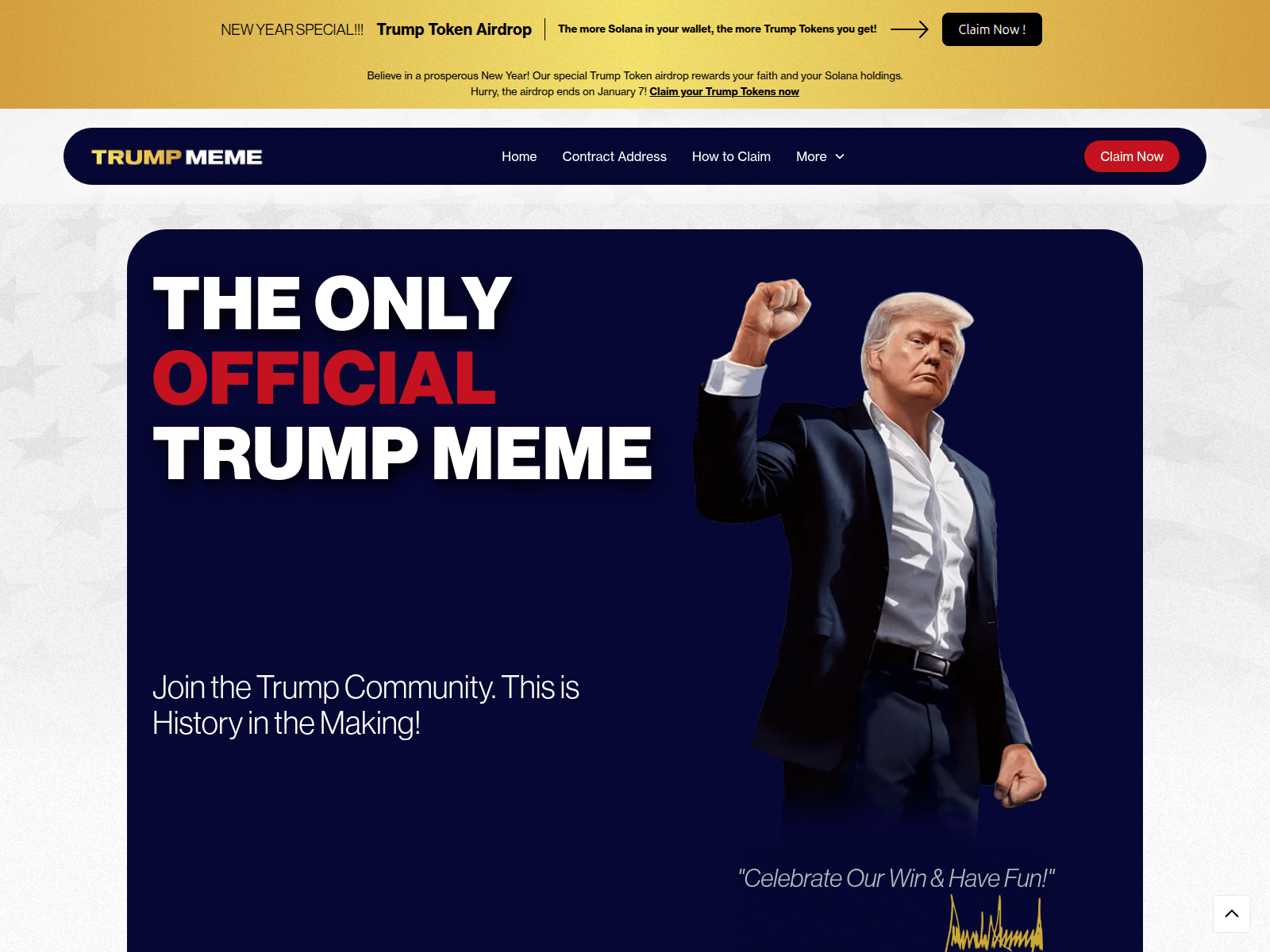 Screenshot of trumptokenairdrop.com
