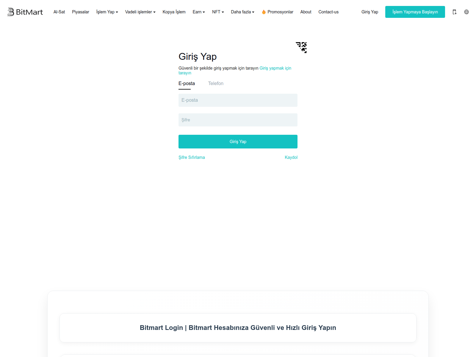 Screenshot of bitmart-giris.com