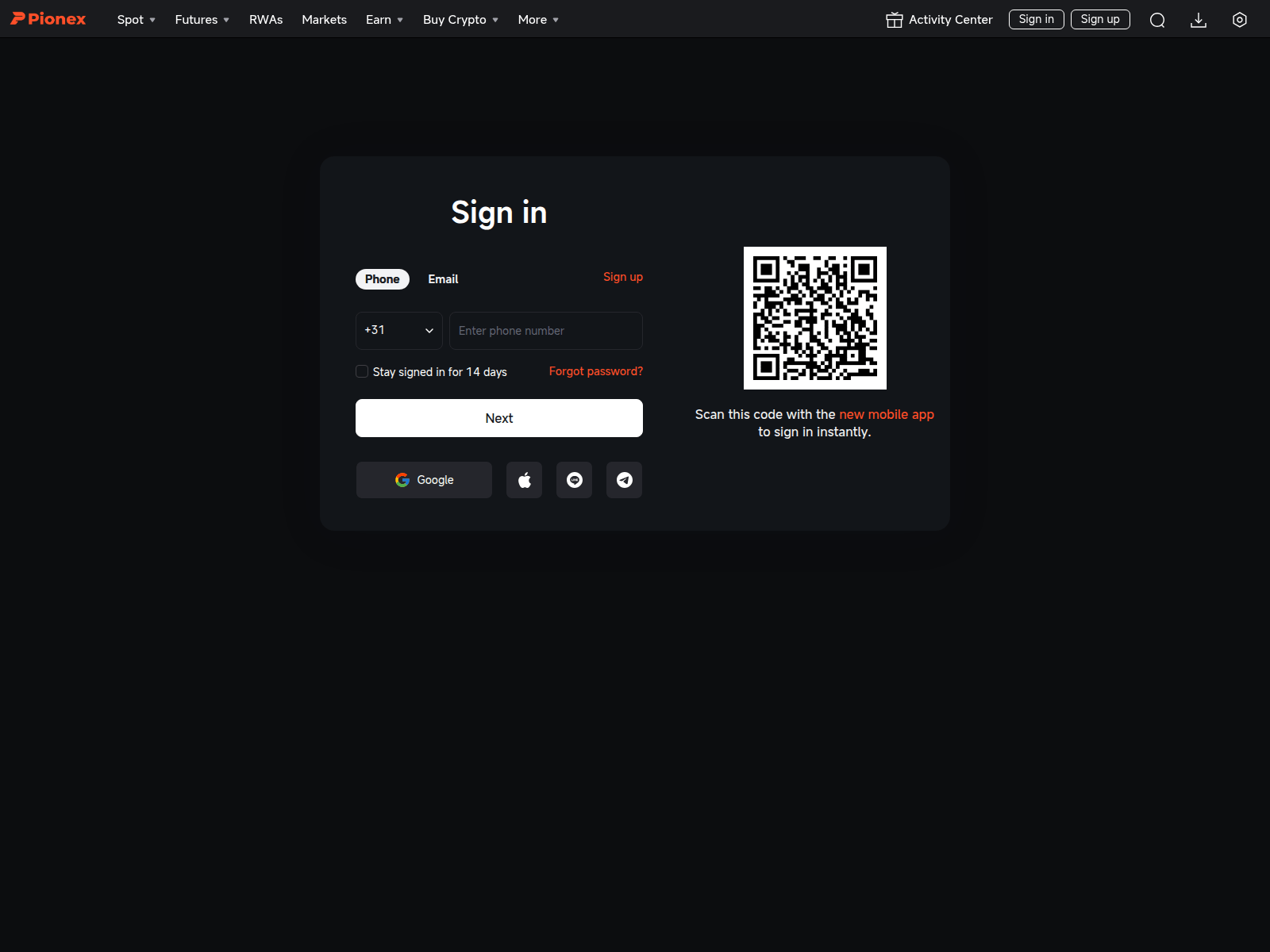 Screenshot of www.pionex-user.com
