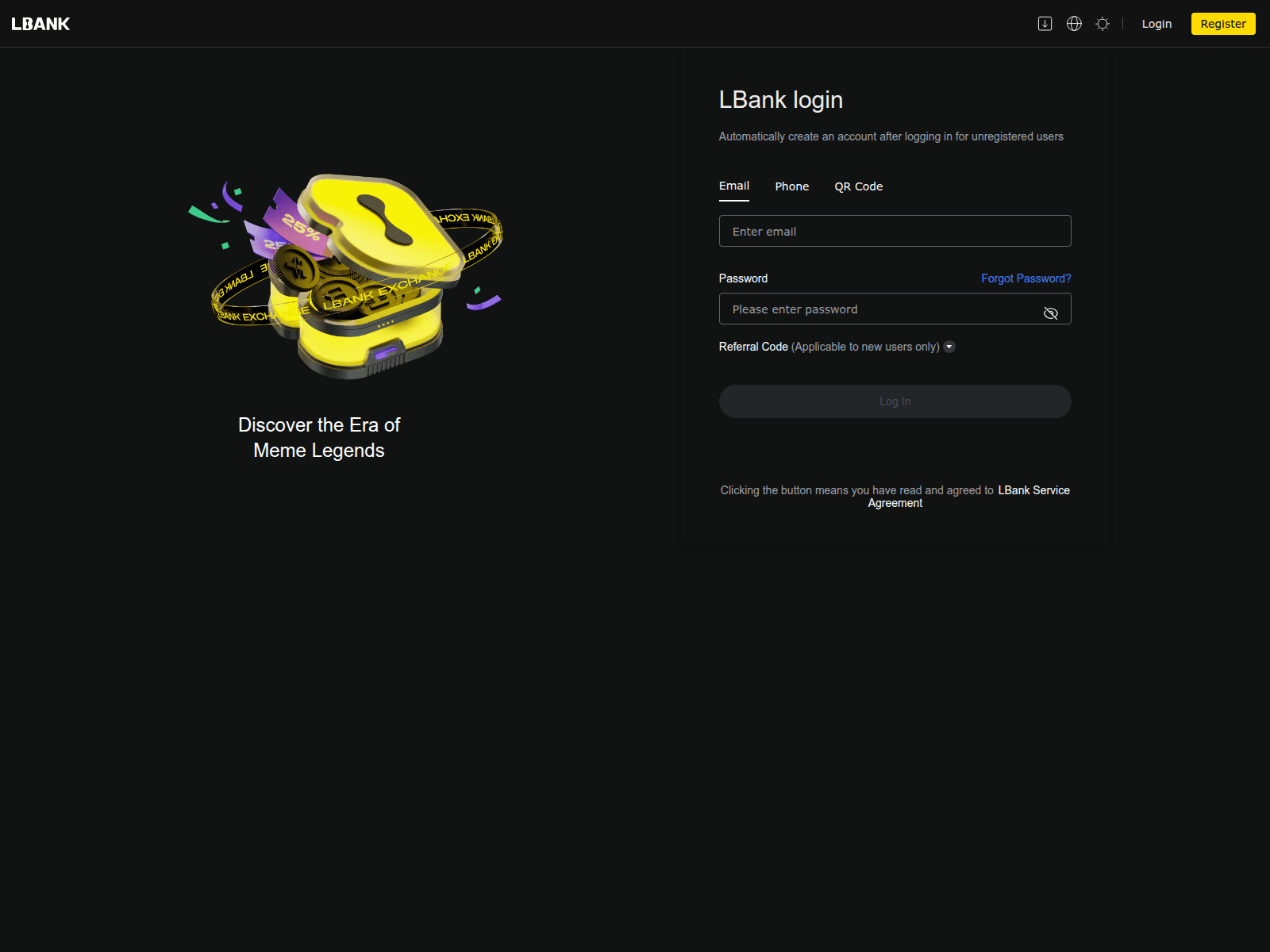 Screenshot of lbank-korea.com