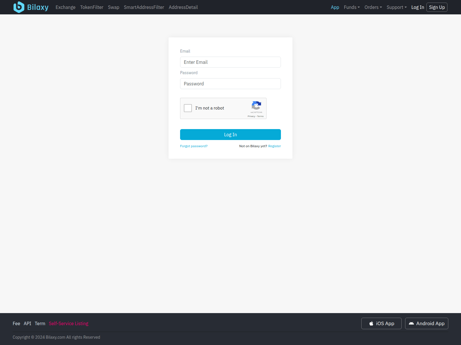 Screenshot of bilaxy-exchange-login.com
