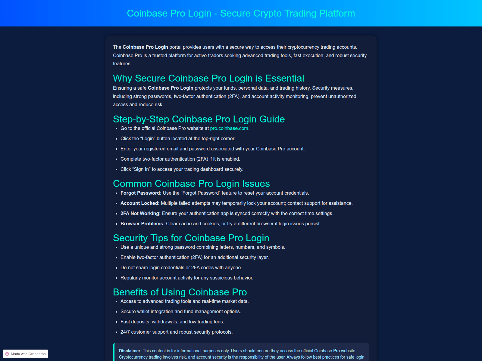Screenshot of logn-coinbse.grapedrop.net