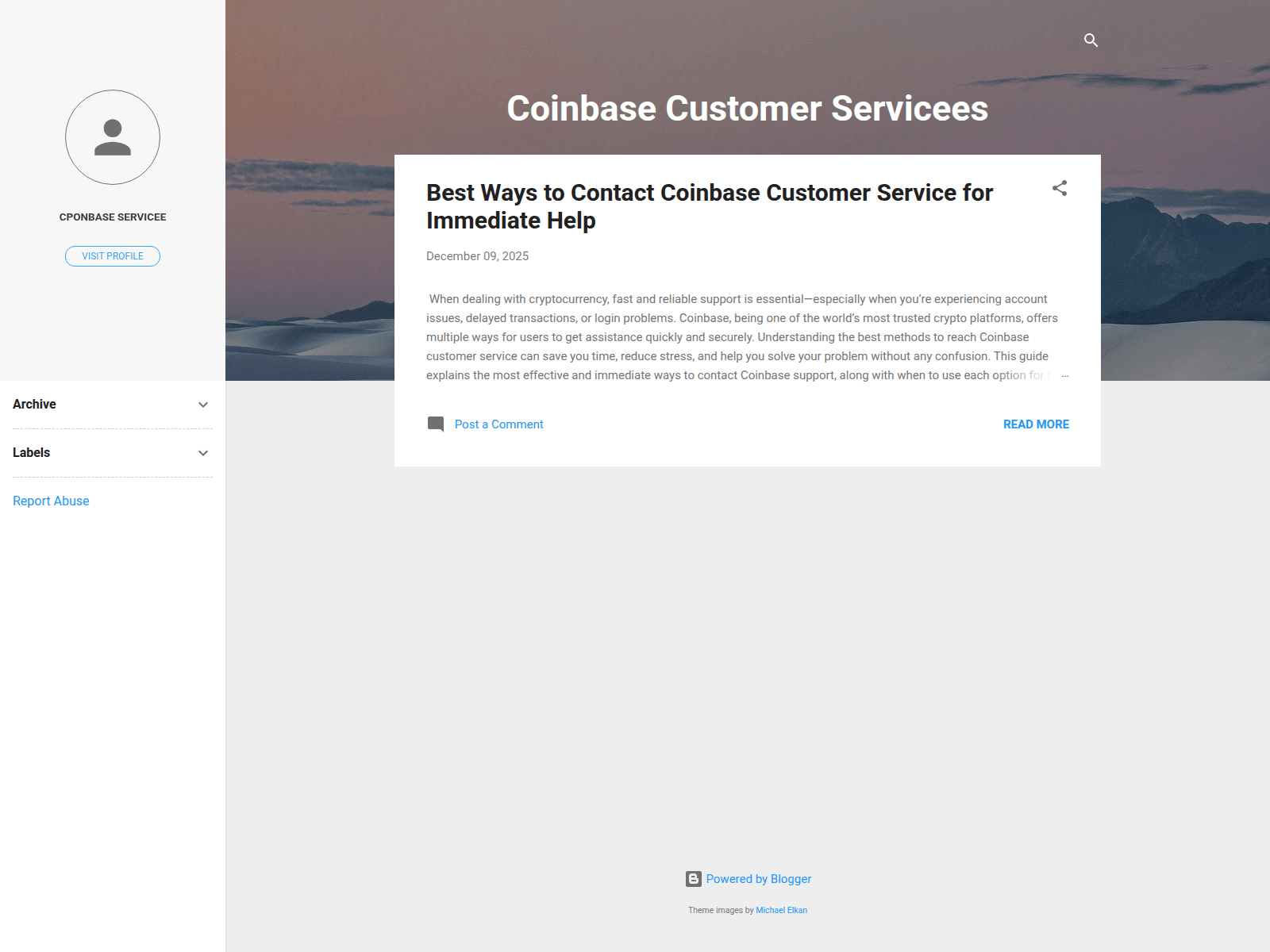 Screenshot of coinbasecustomerservicee.blogspot.com