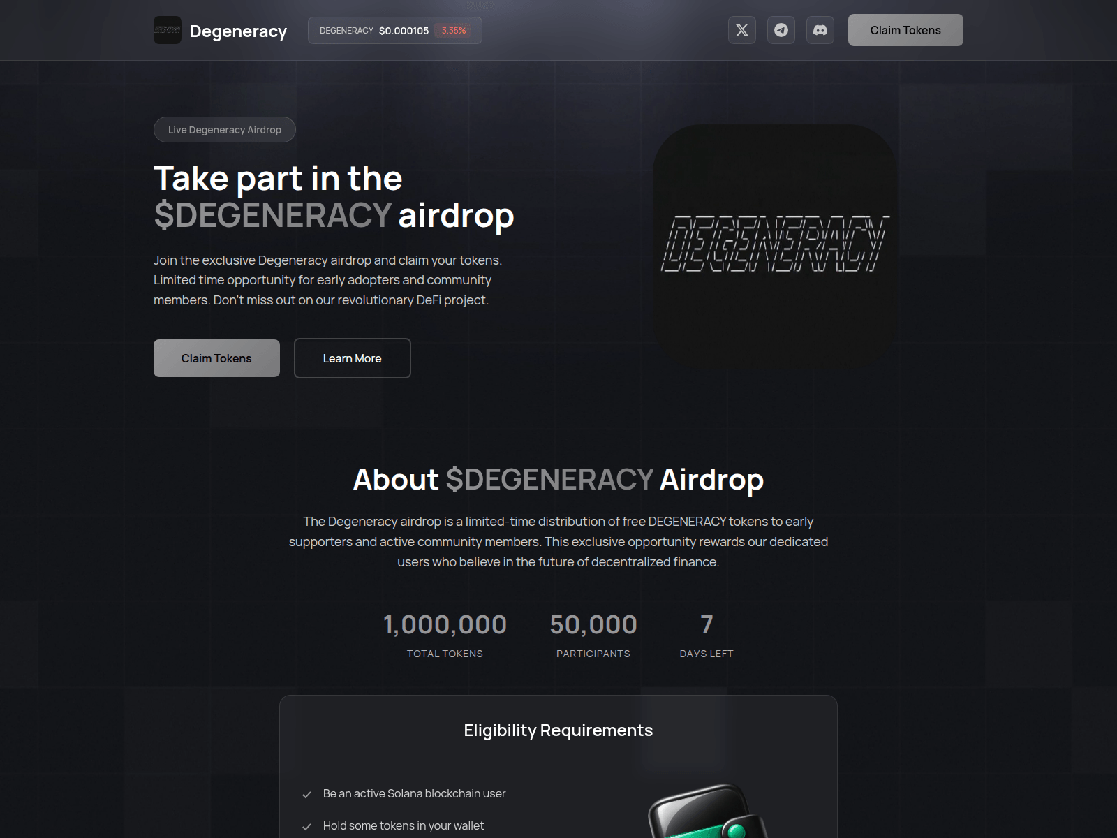 Screenshot of register-degeneracy.fun