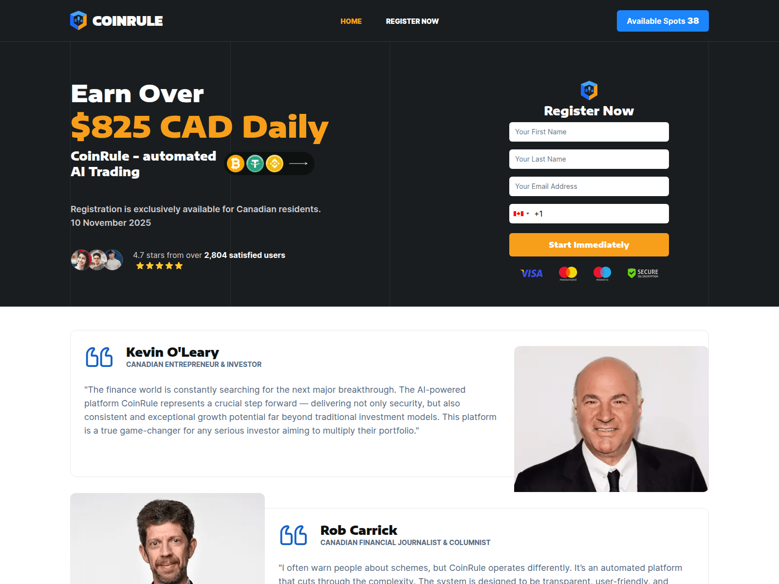 Screenshot of coinrule.live