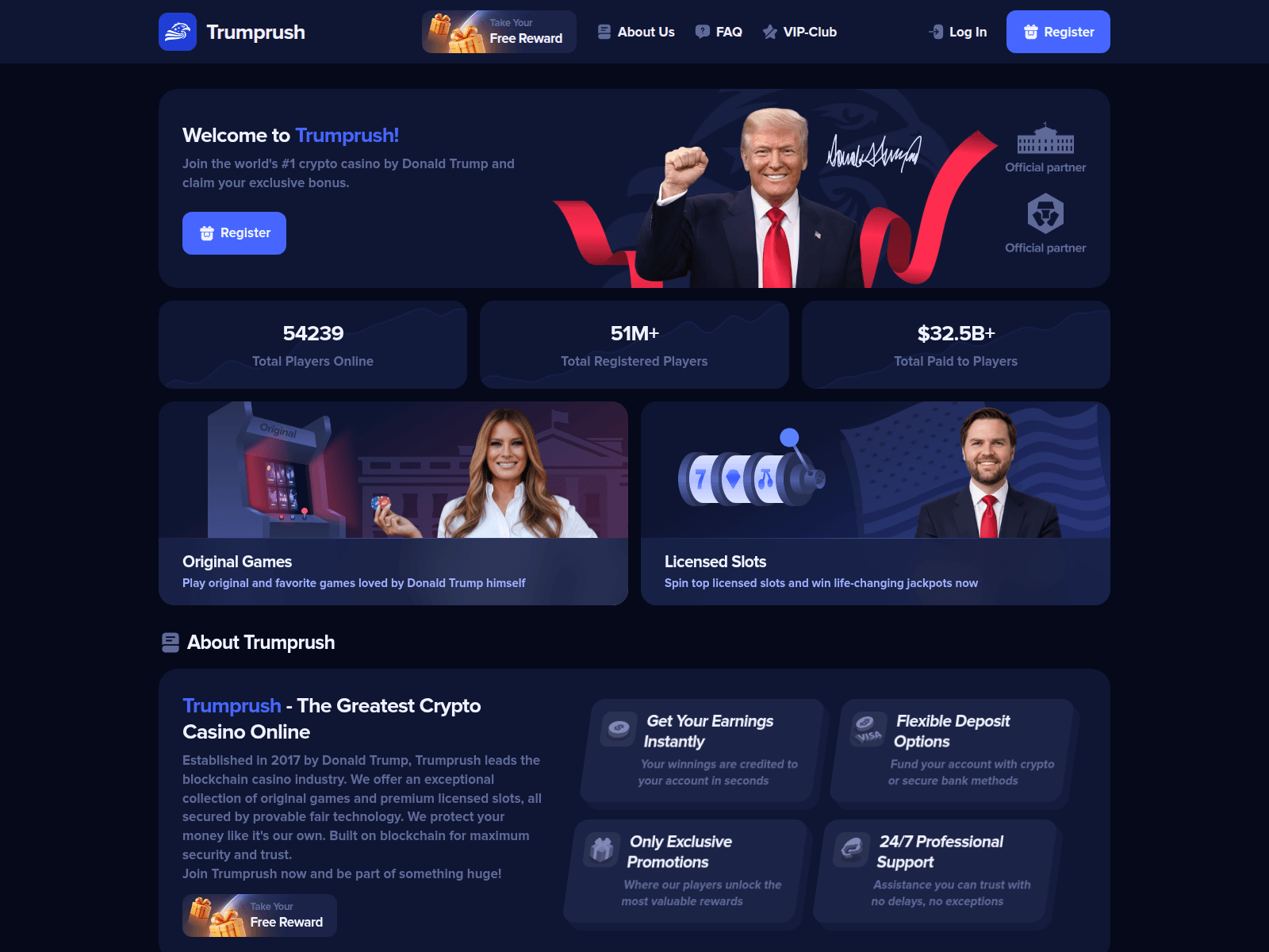 Screenshot of trumprush.com