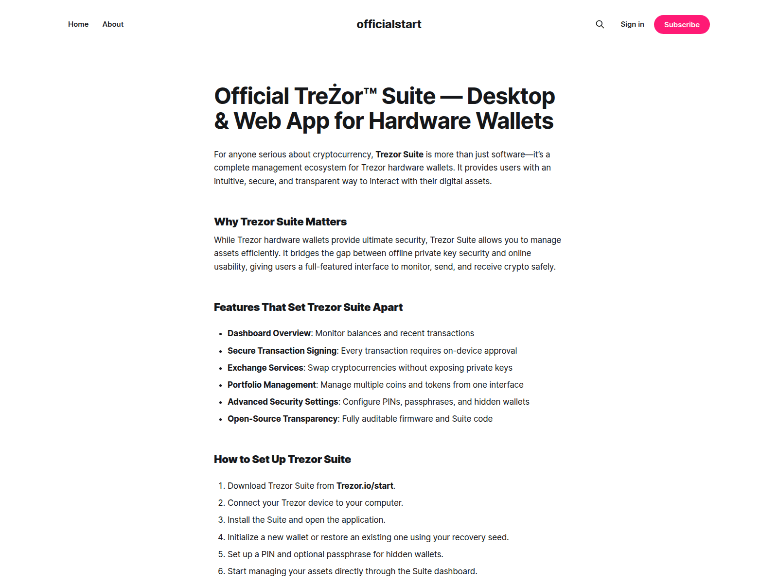 Screenshot of officialstart.ghost.io/en-suite
