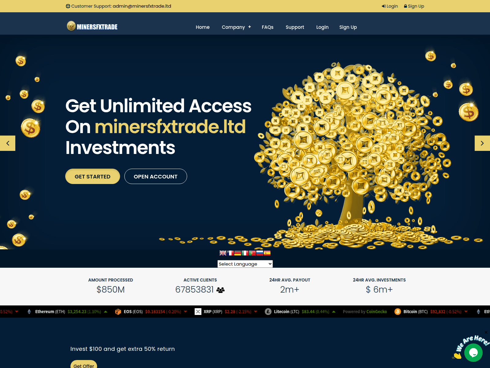 Screenshot of www.minersfxtrade.ltd