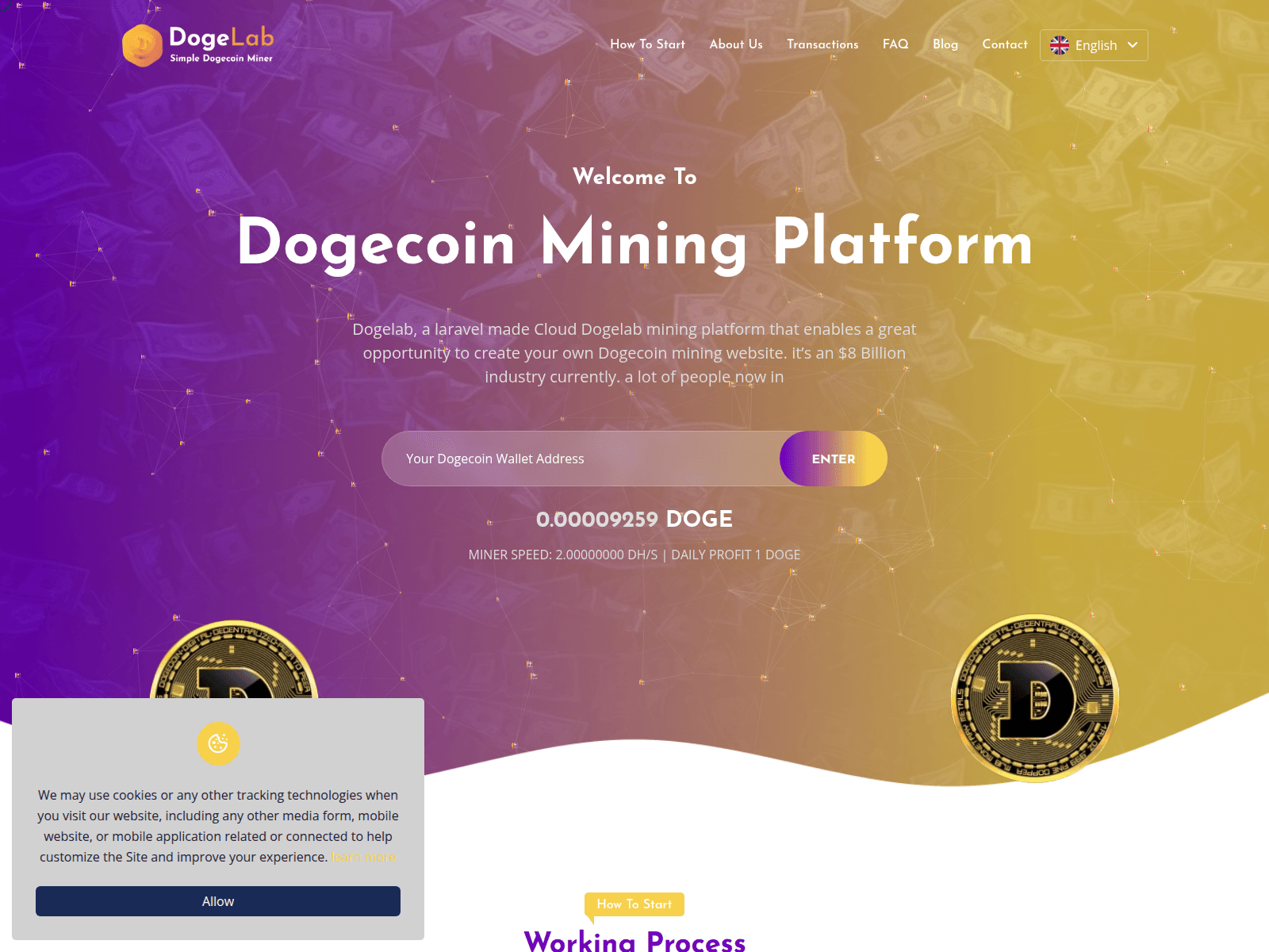Screenshot of dogecoinmining.online