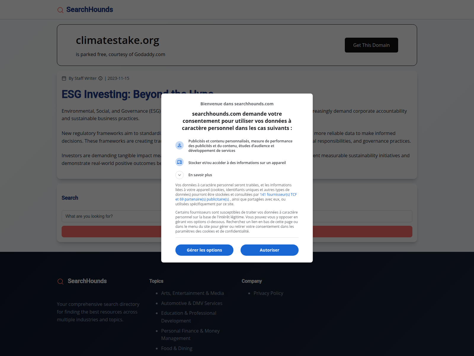 Screenshot of climatestake.org