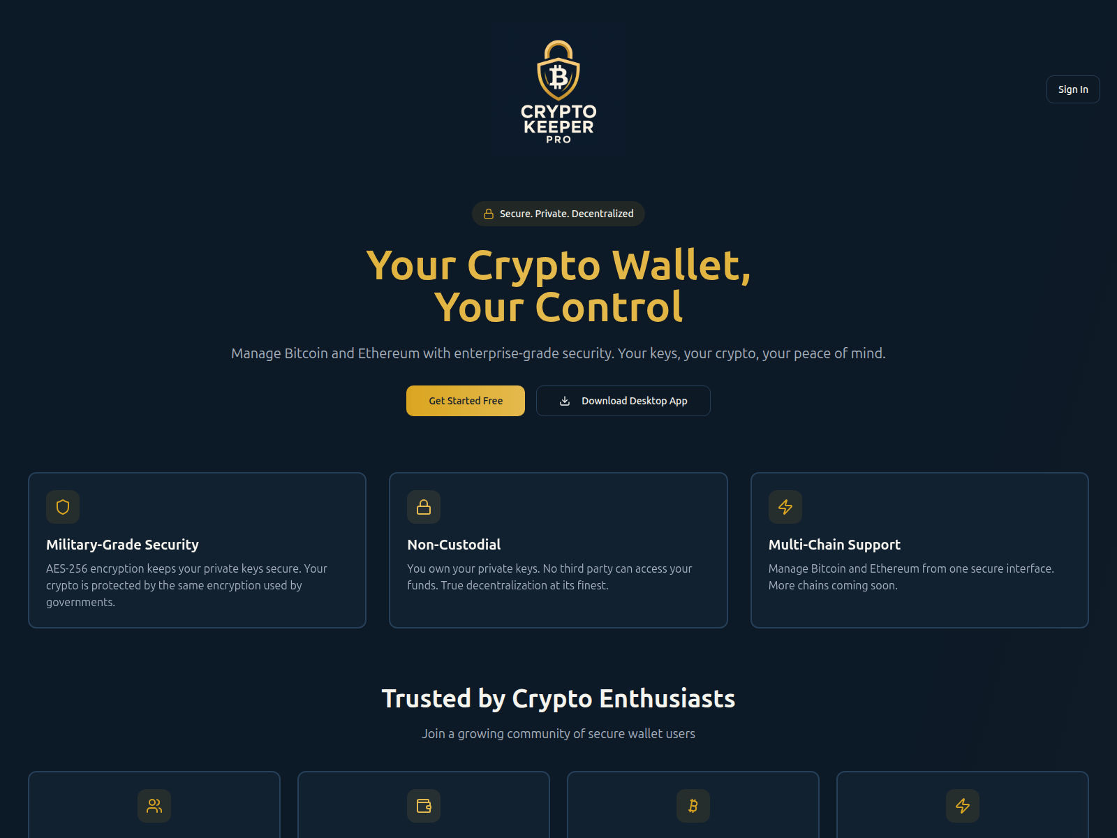 Screenshot of cryptokeeperpro.com