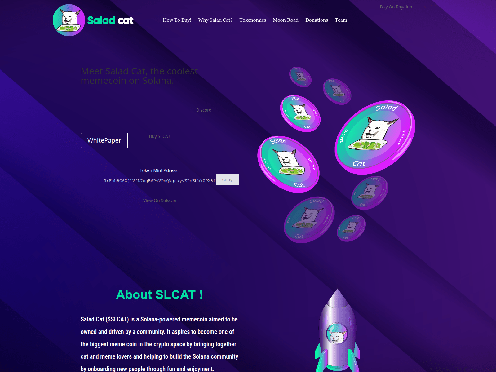 Screenshot of saladcatcoin.com