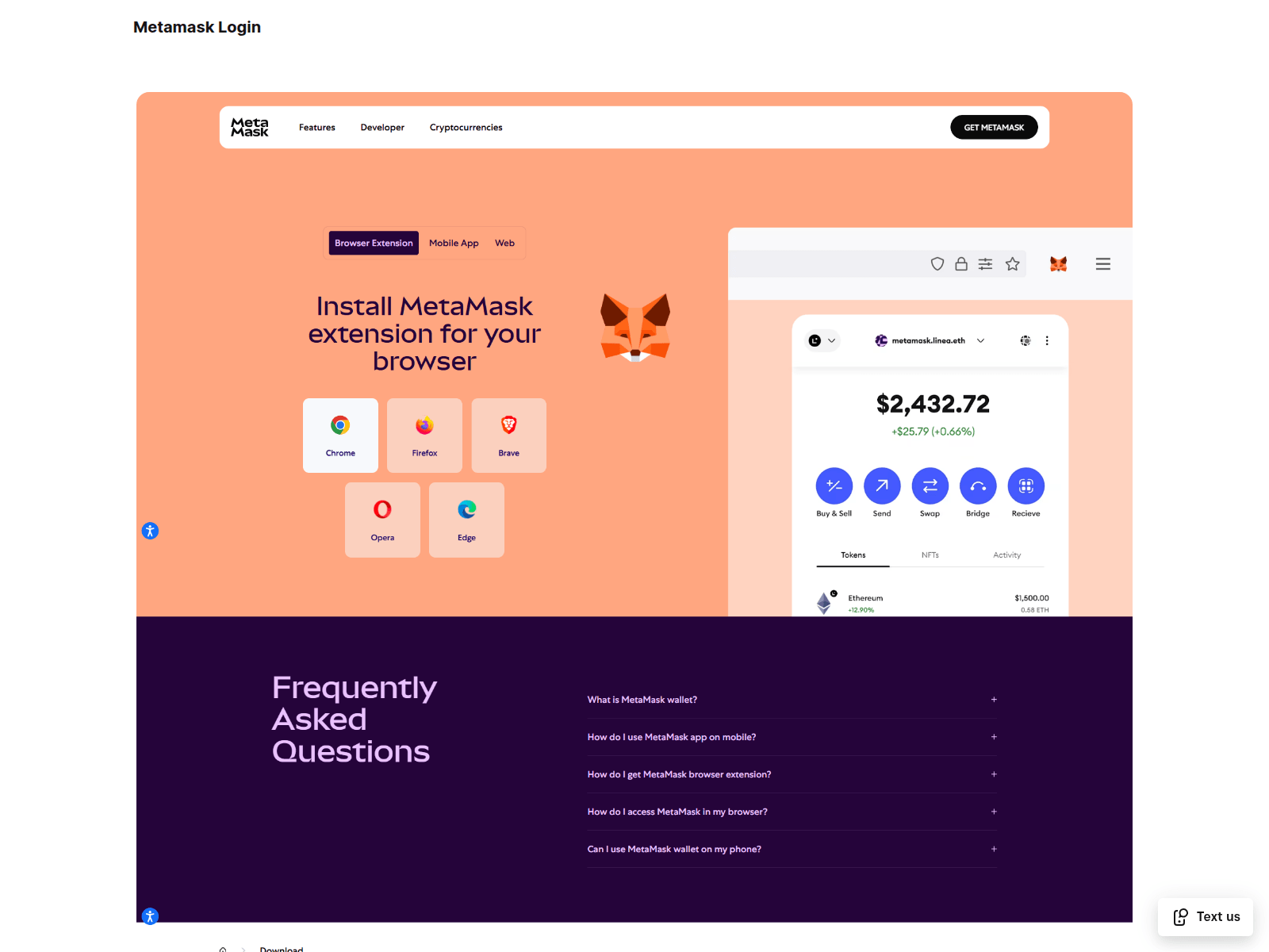 Screenshot of metamask-log-home.square.site