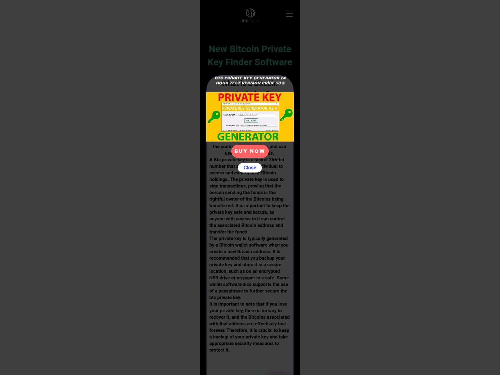 Screenshot of www.btctools.net