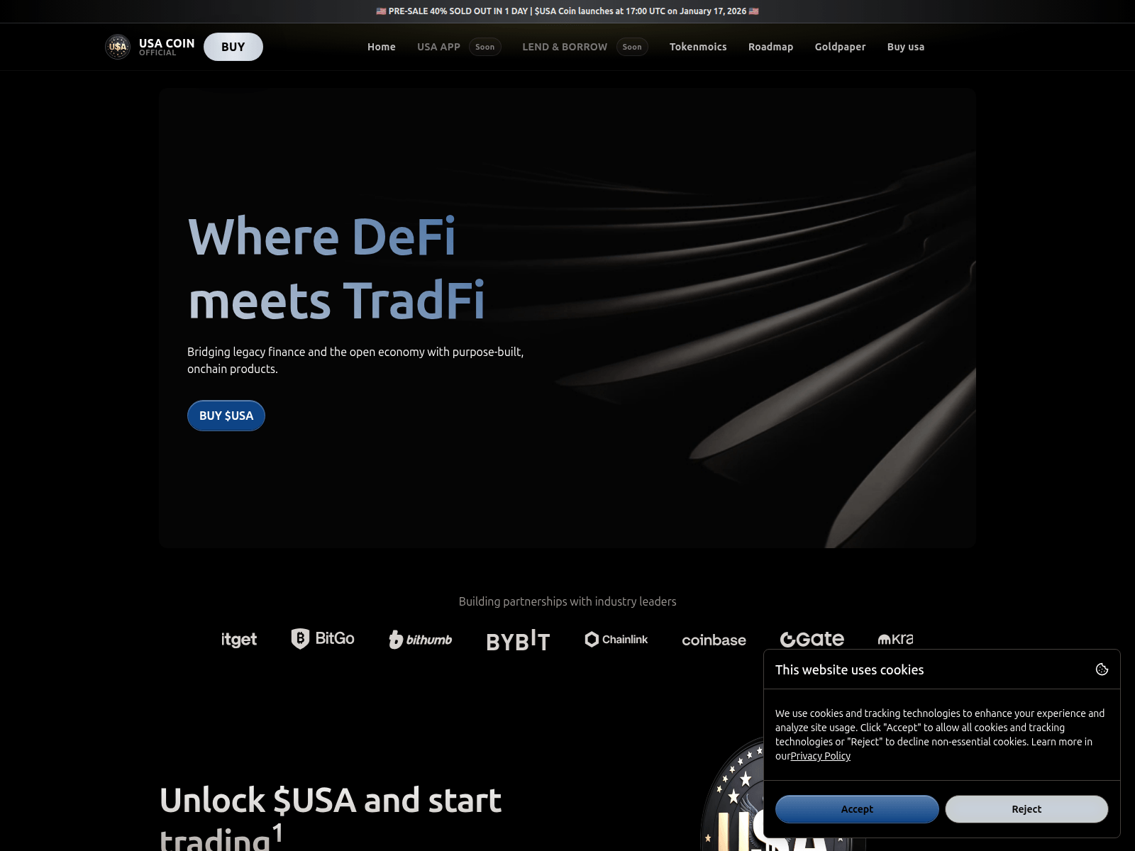 Screenshot of usaofficialcoin.com