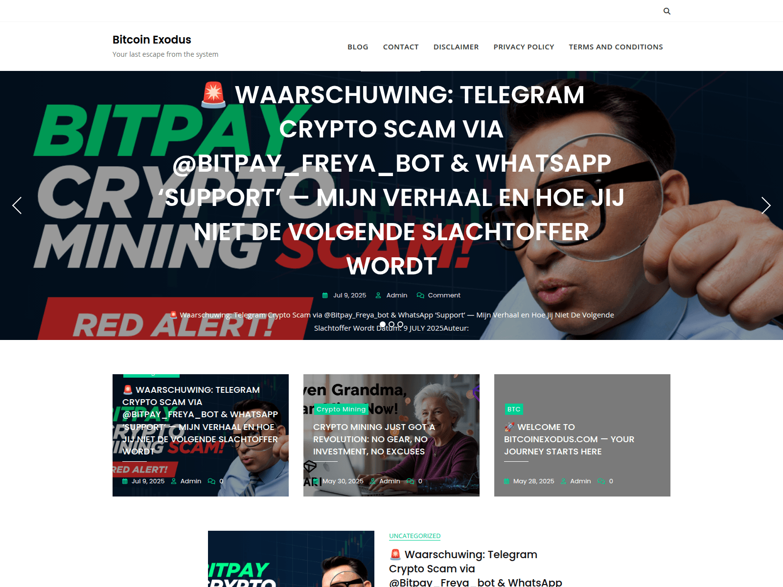 Screenshot of bitcoinexodus.com