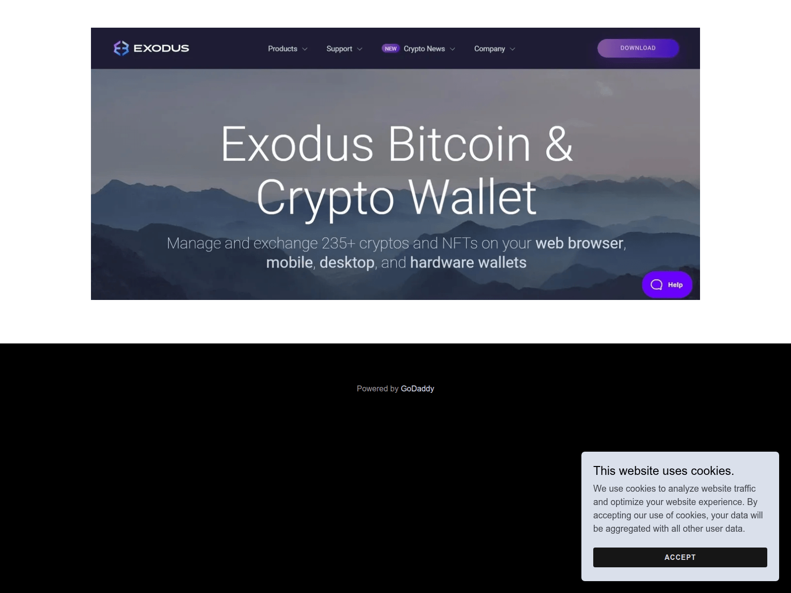 Screenshot of exhoduswalletzx.godaddysites.com