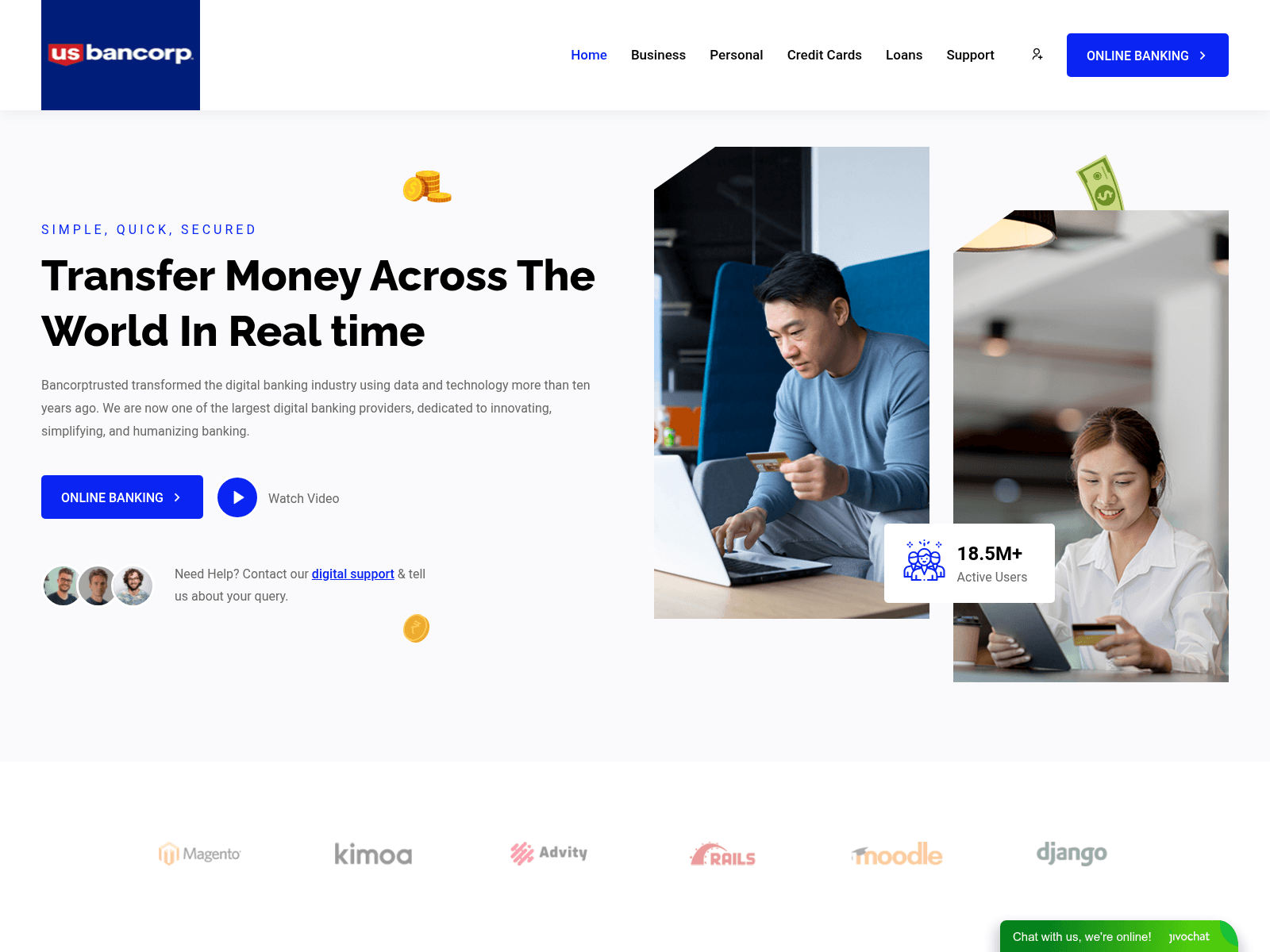 Screenshot of bancorptrusted.com