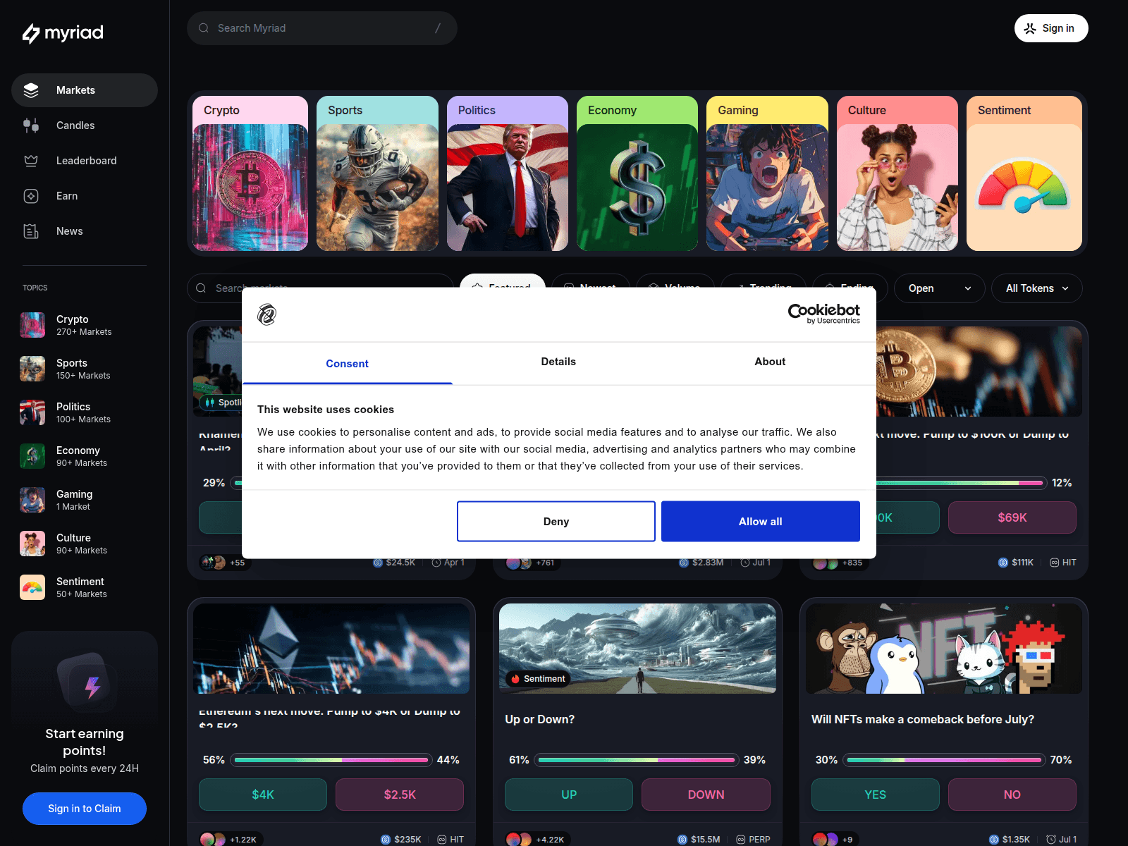 Screenshot of myriads.market