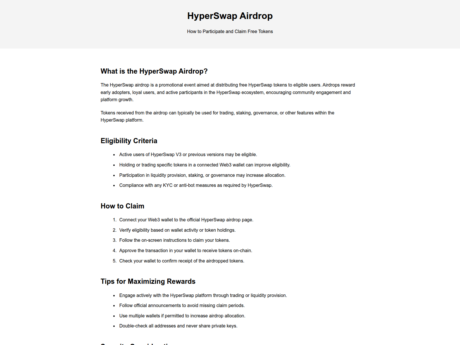 Screenshot of hyperswapairdrop.pages.dev