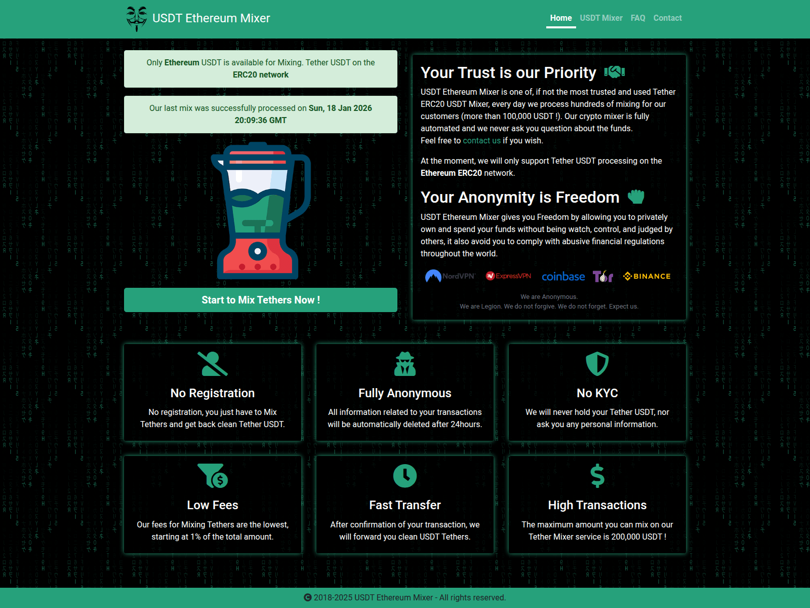 Screenshot of usdt-ethereum-mixer.com
