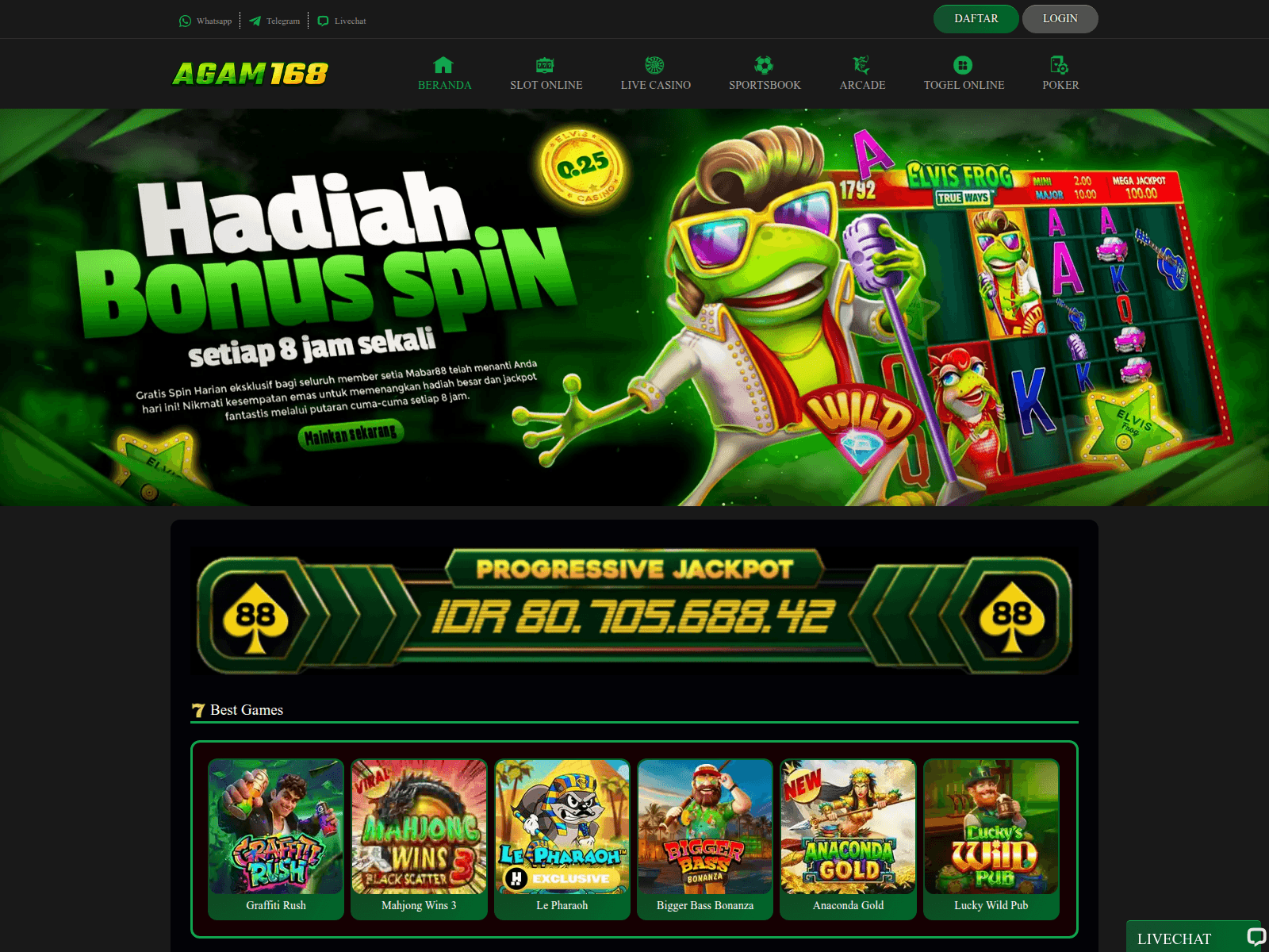 Screenshot of agam168.com