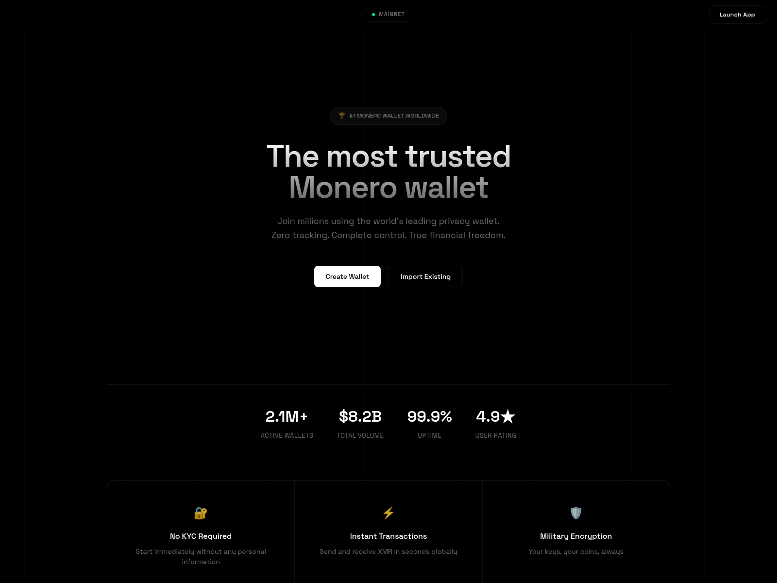 Screenshot of monerovault.io