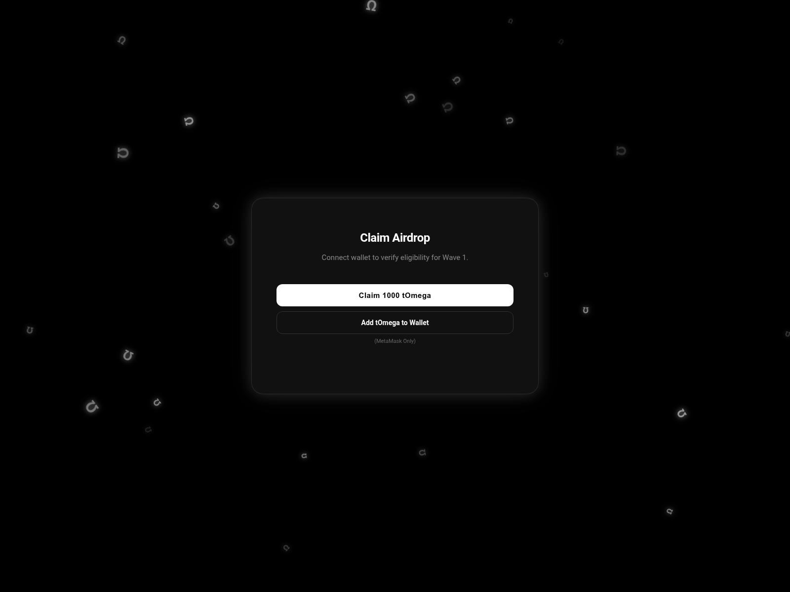 Screenshot of airdrop.omeganetwork.co