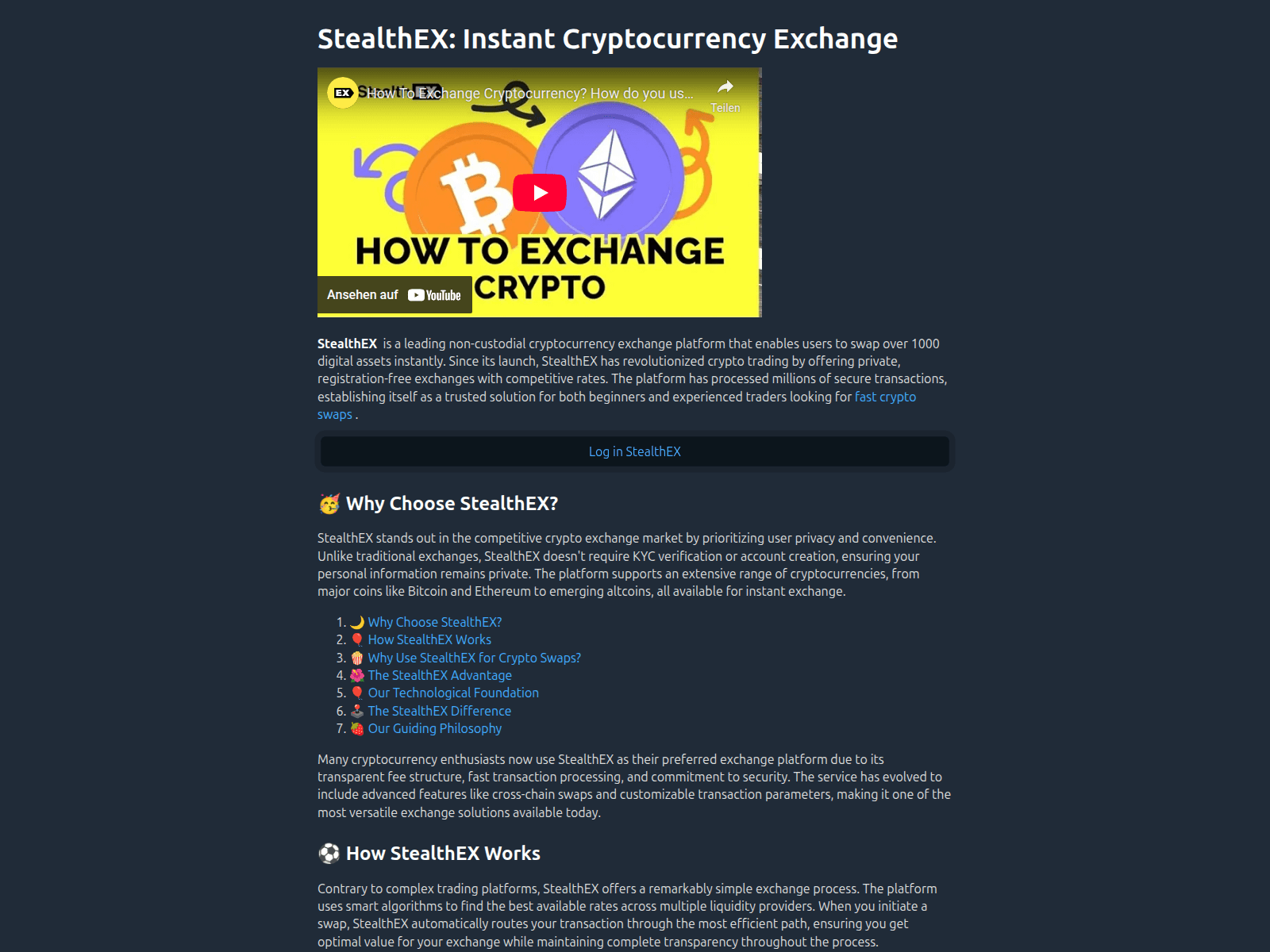 Screenshot of stealthex-app.org