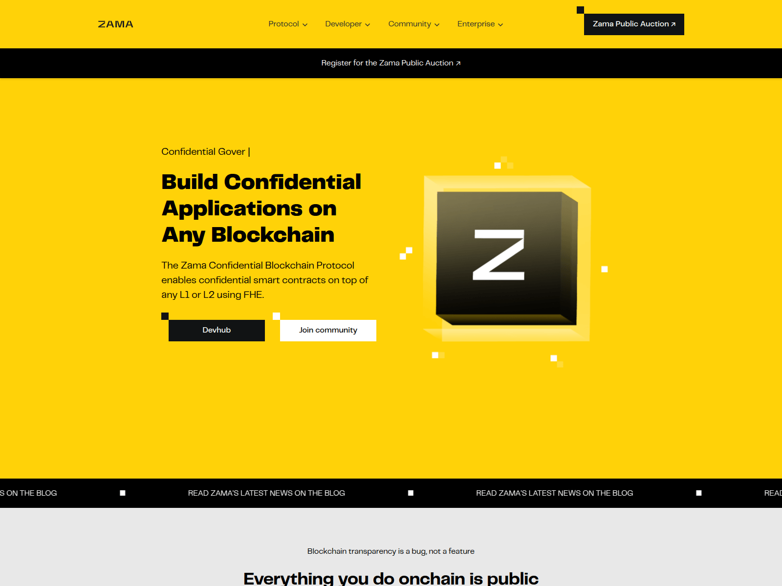 Screenshot of www.zama.org