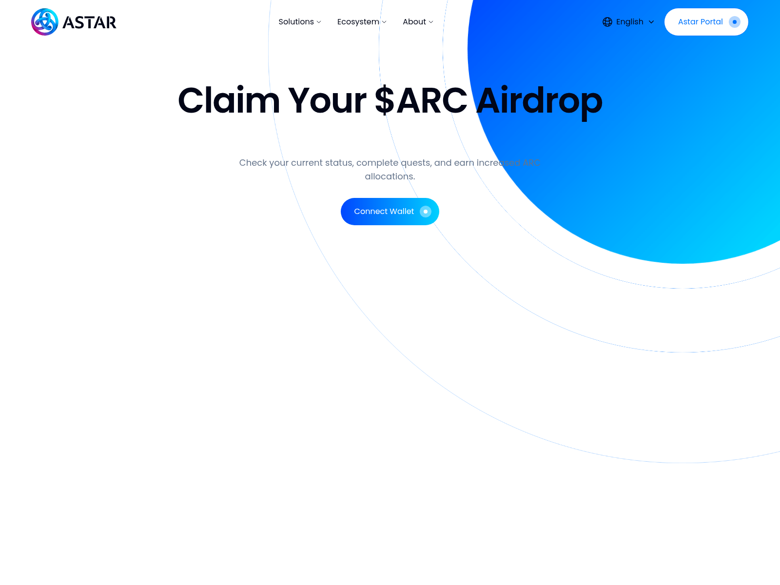 Screenshot of astr.stakingsrewards.onl/claim-arc-airdrop/d1cf1fdc-22b0-4725-9961-2586e709a03b