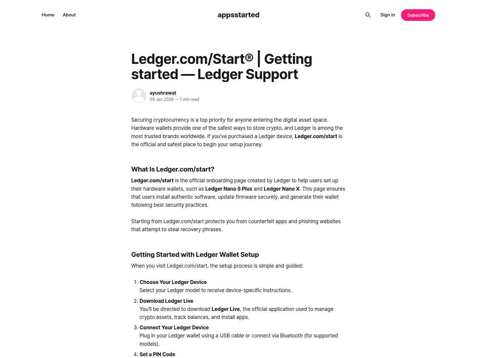 Screenshot of appsstarted.ghost.io/suite-en-us