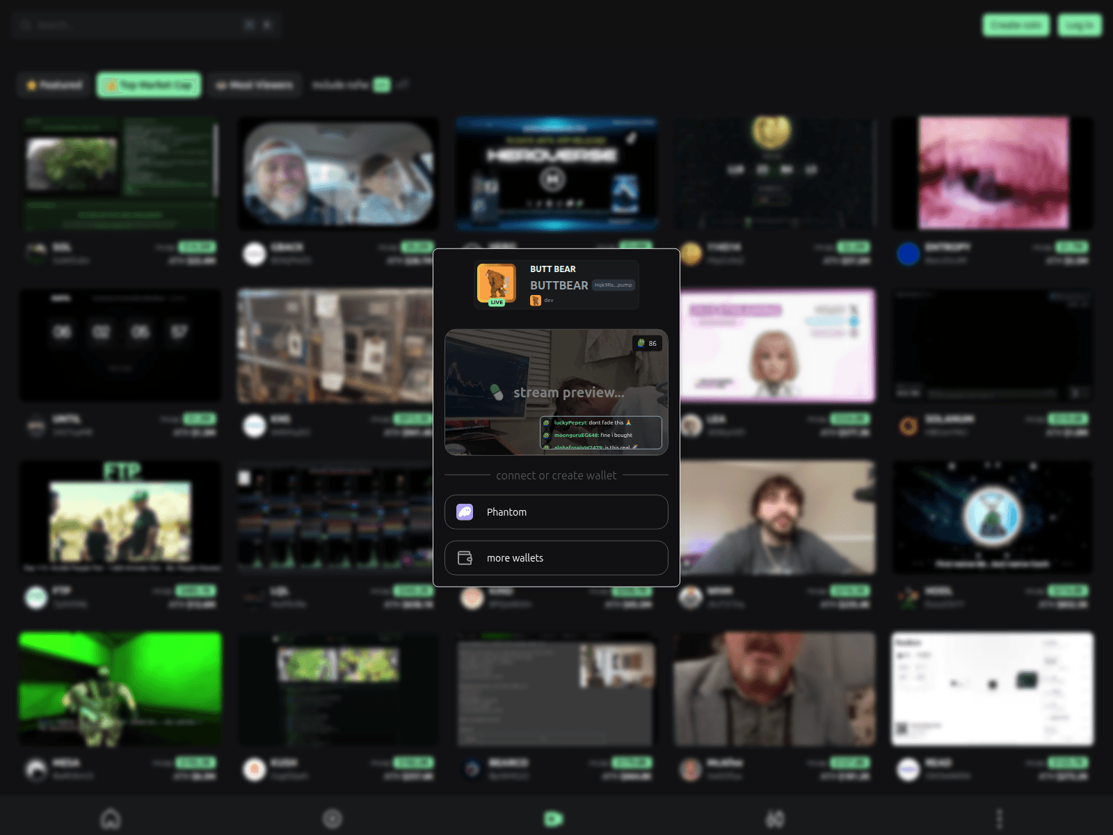 Screenshot of livestreamspump.fun