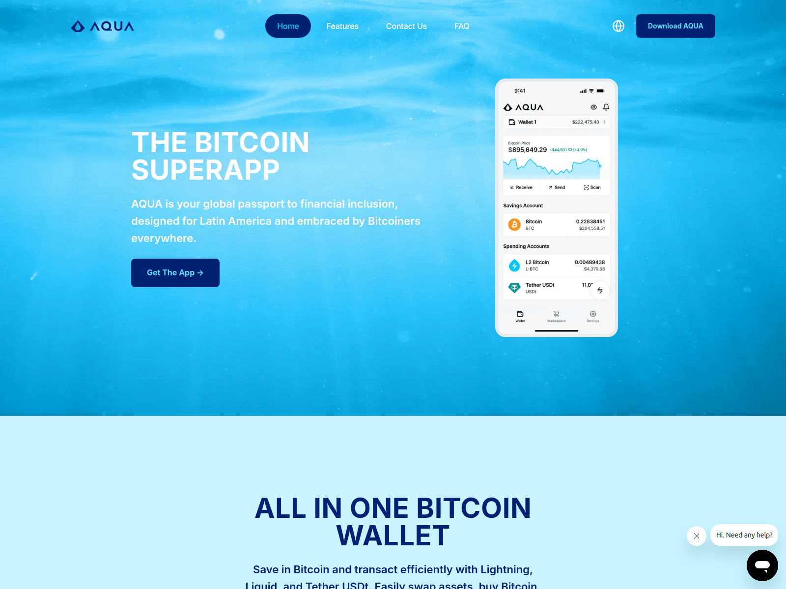 Screenshot of aquawallet.io