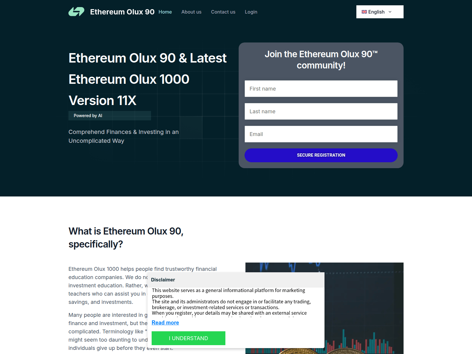 Screenshot of ethereumoluxplatformapp.com