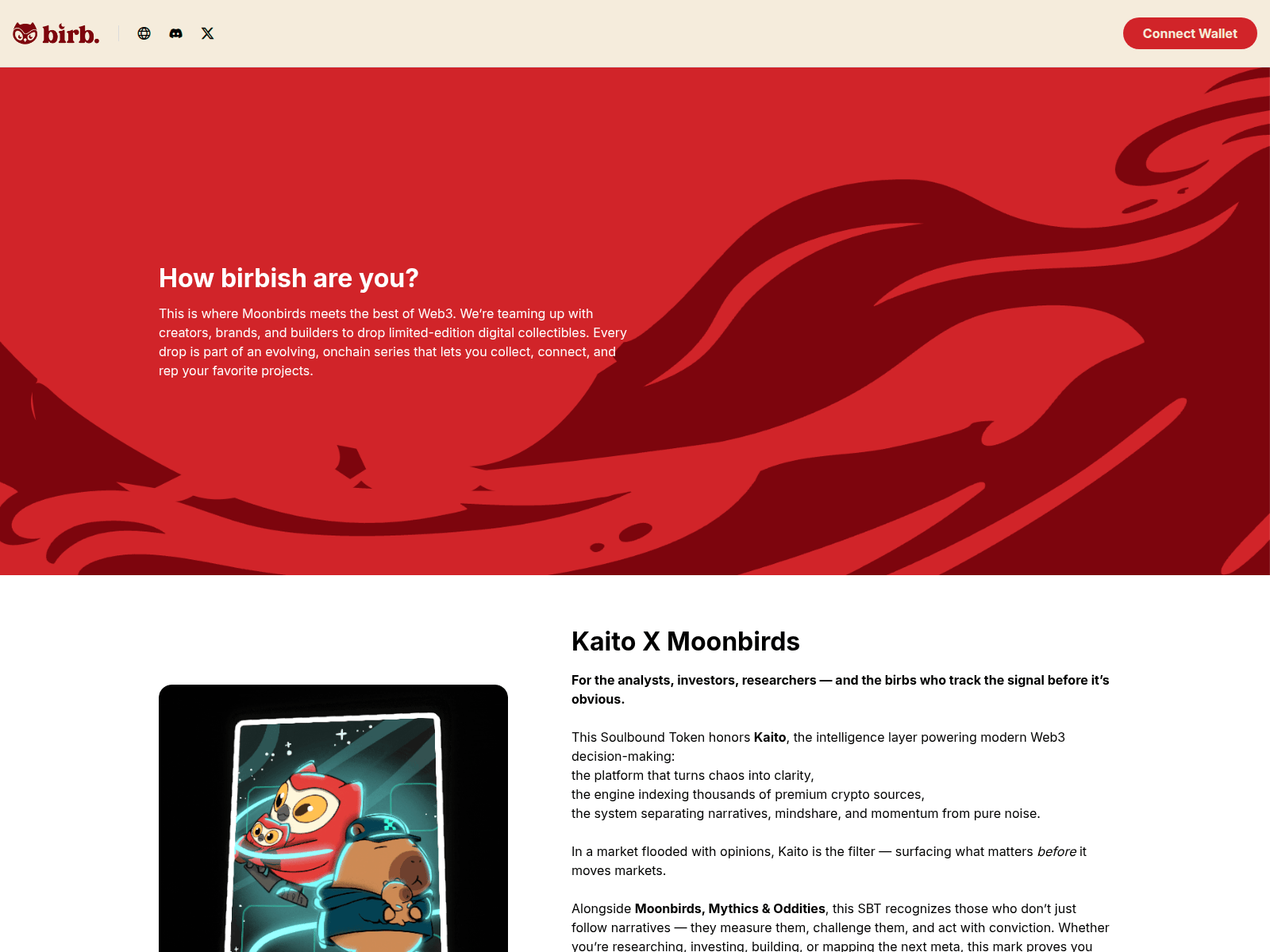 Screenshot of minting.moonbrids.com