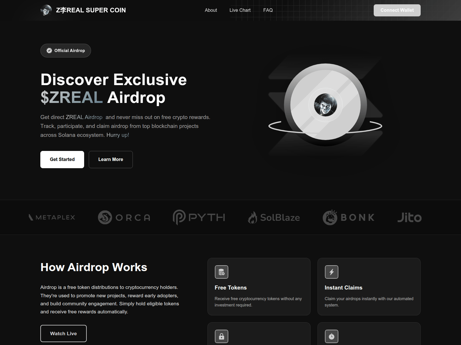 Screenshot of zrealsol.lol/claim