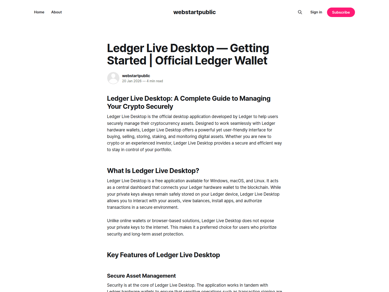 Screenshot of webstartpublic.ghost.io/suite