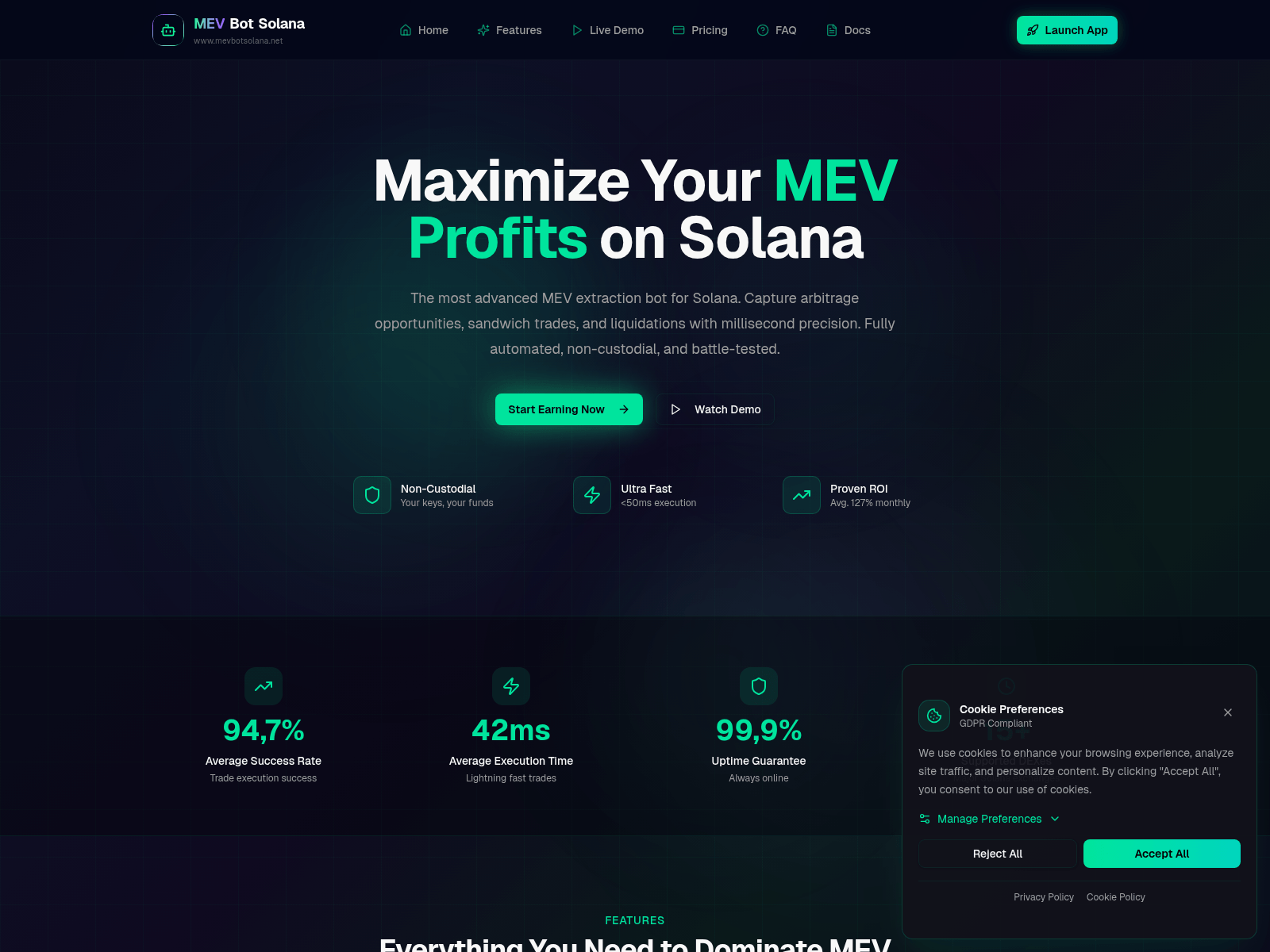 Screenshot of mevbotsolana.net
