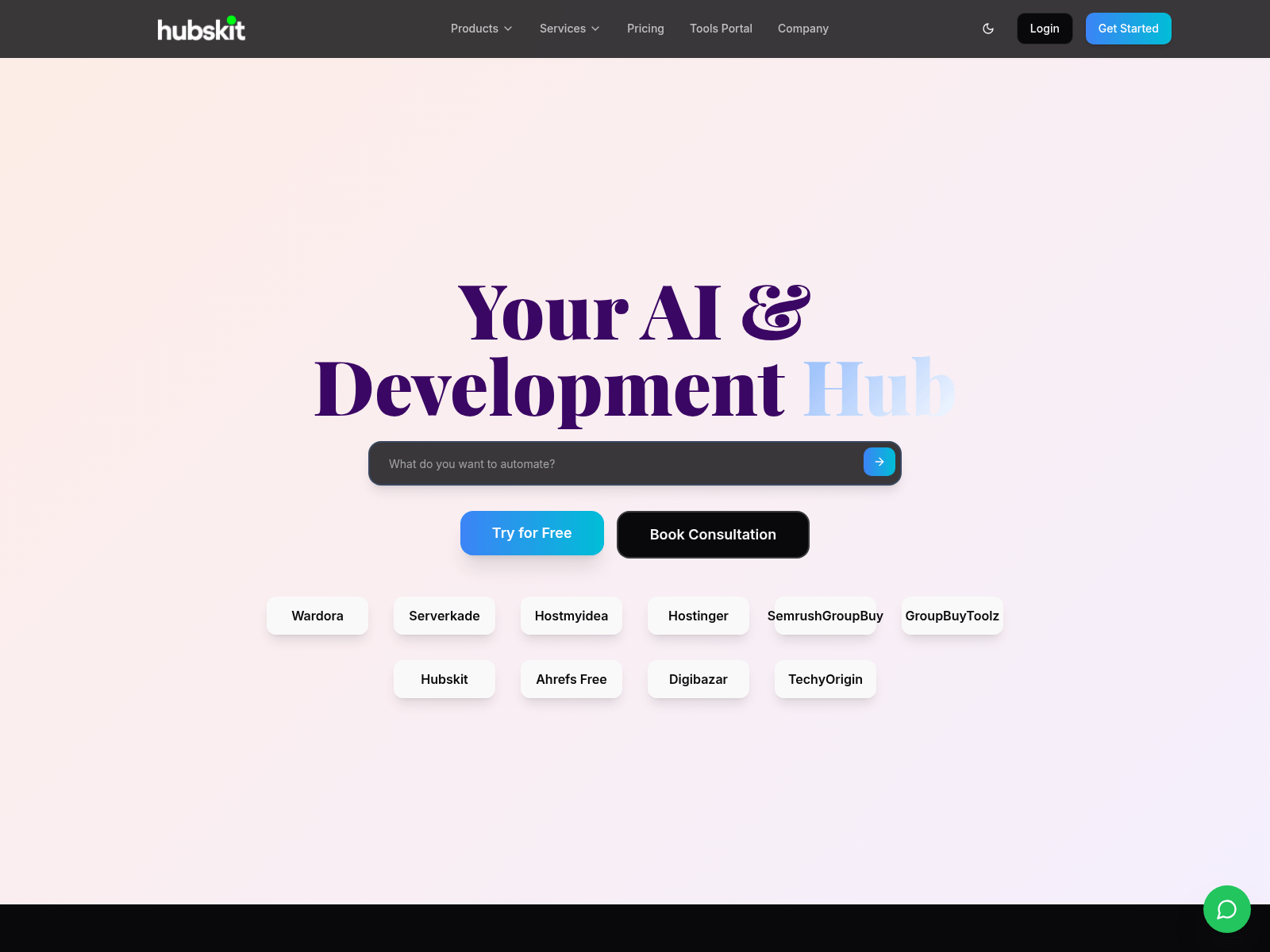 Screenshot of hubskit.com